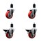 Service Caster 3.5'' Red Poly Wheel Swivel 1-1/2'' Expanding Stem Caster Set 2 Brakes, 4PK SCC-EX20S3514-PPUB-RED-2-PLB-2-112 - alternate 1